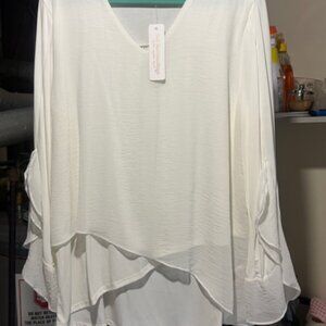 NEW SOFT SURROUNDINGS WOMEN'S DRESSY TOP - CREAM - 1X